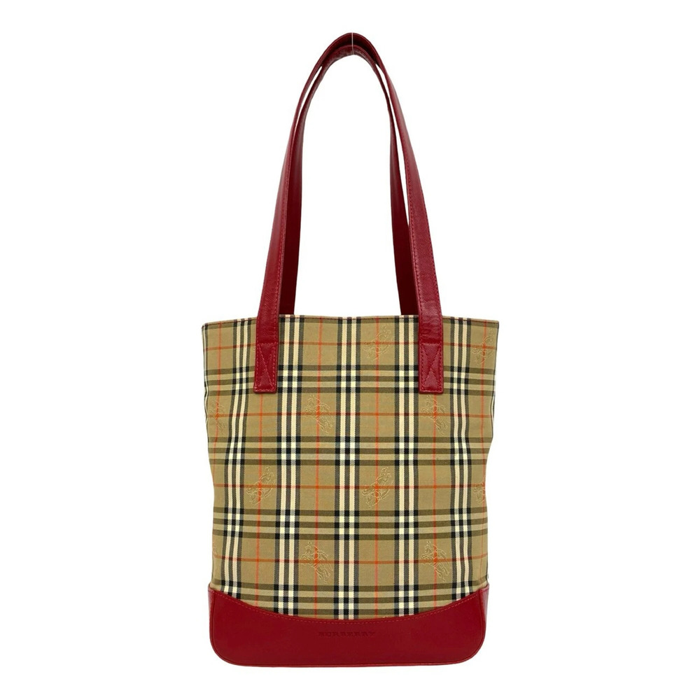 BURBERRY Nova Check Shadow Horse Canvas Leather Tote Bag Semi-Shoulder Beige ...